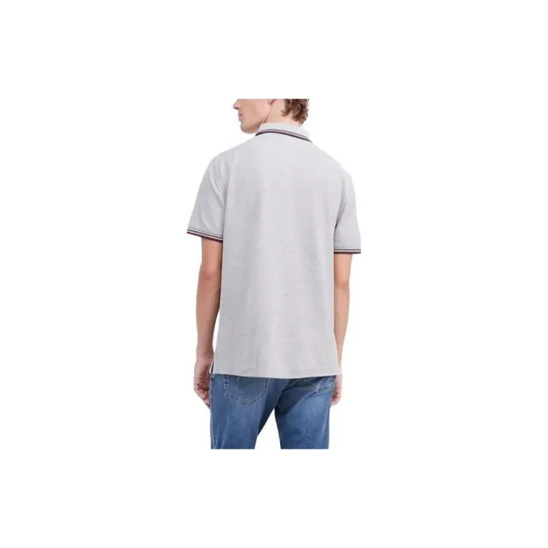 Tommy Hilfiger Regular Fit Tipped Polo Polos Grey Heather Polo Shirt Men's Gray-1