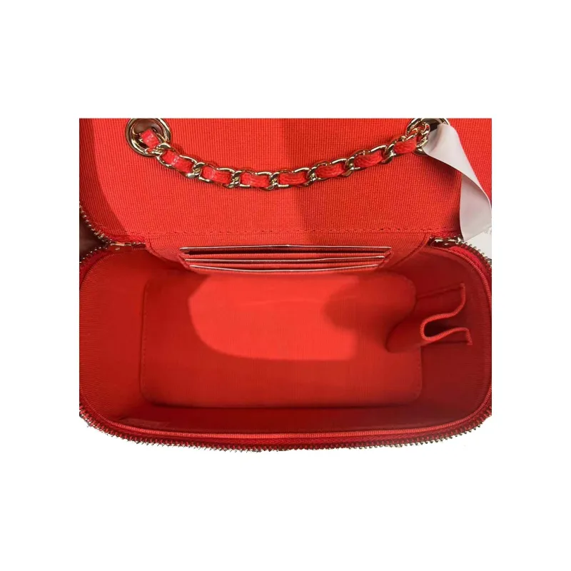CHANEL Grain Embossed Calfskin Box Bag, Shoulder Bag, Crossbody Bag Women's Red-4
