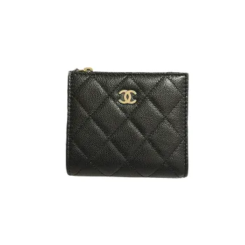 CHANEL Caviar Cow Leather Clutch Card Holder, Wallet Women's Black
