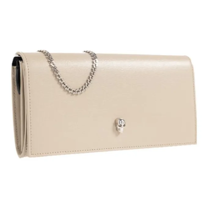 Alexander McQueen Calfskin Shoulder Bag, Crossbody Bag, Wallet Women's Beige-1
