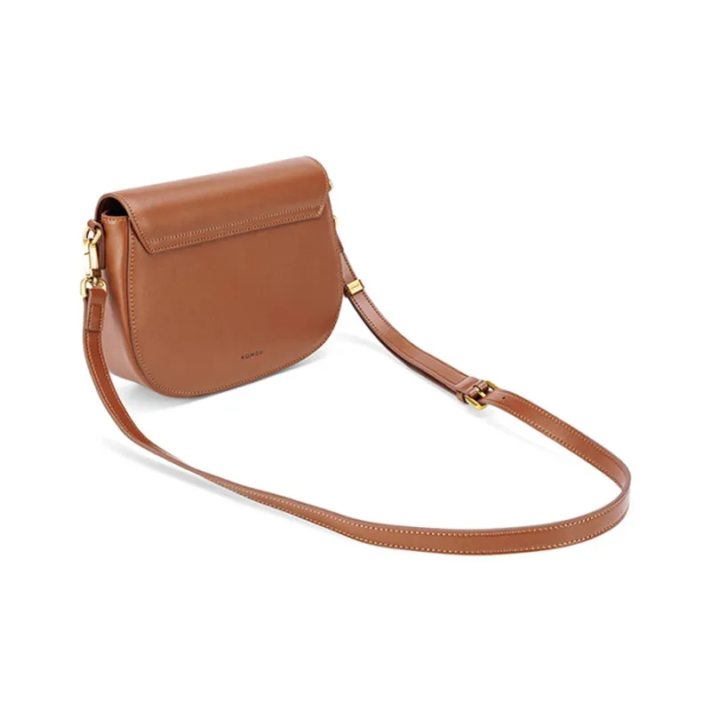 HONGU Split Cow Leather And Synthetic Leather Saddle Bags One Shoulder Handbags Regular Women's-5