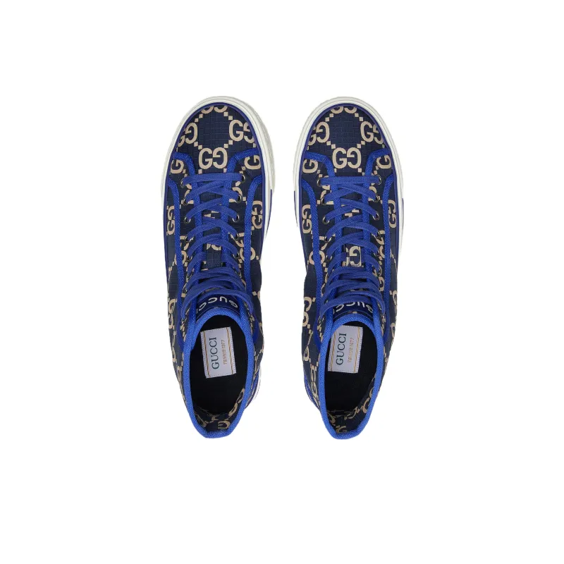 GUCCI Tennis 1977 High Top Skateboard Shoes Men's Blue-2