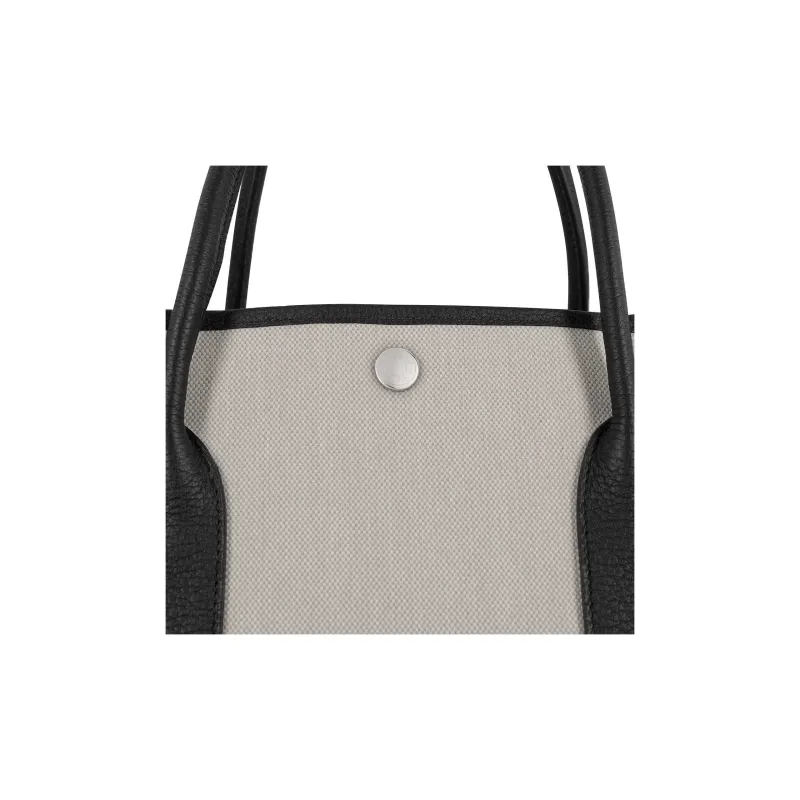 HERMES Garden Party Canvas With Negonda Calfskin Garden Bag Canvas Bag Handbag Women's Gray Black-6