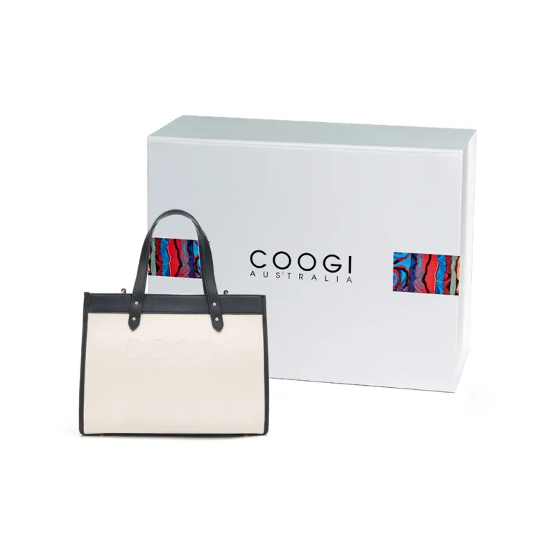 COOGI Cow Leather Tote Bag Shopping Bag Crossbody Bags Handbags Large Size Women's Ecru/Verdant Green-7