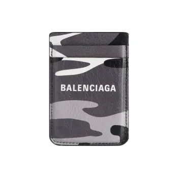 Balenciaga Arena Lambskin Card Holder Men's Gray & White