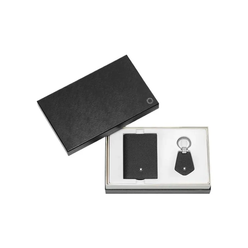 MONTBLANC Leather Business Card Holder Keychain Set Gift Box Set Trumpets Men's Black-5