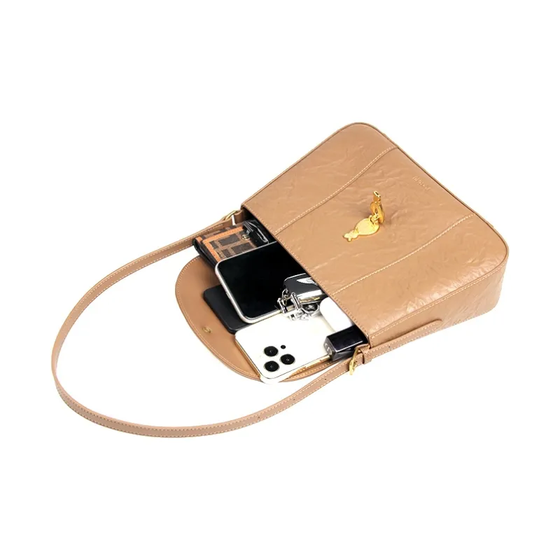 YOCAMU Cow Leather Messenger Bag, Portable Crossbody Bag, Shoulder Bag Medium Size Women's Multicolor-4