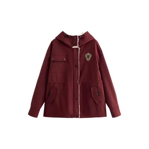 Initial language Puffer Jackets Women's Burgundy