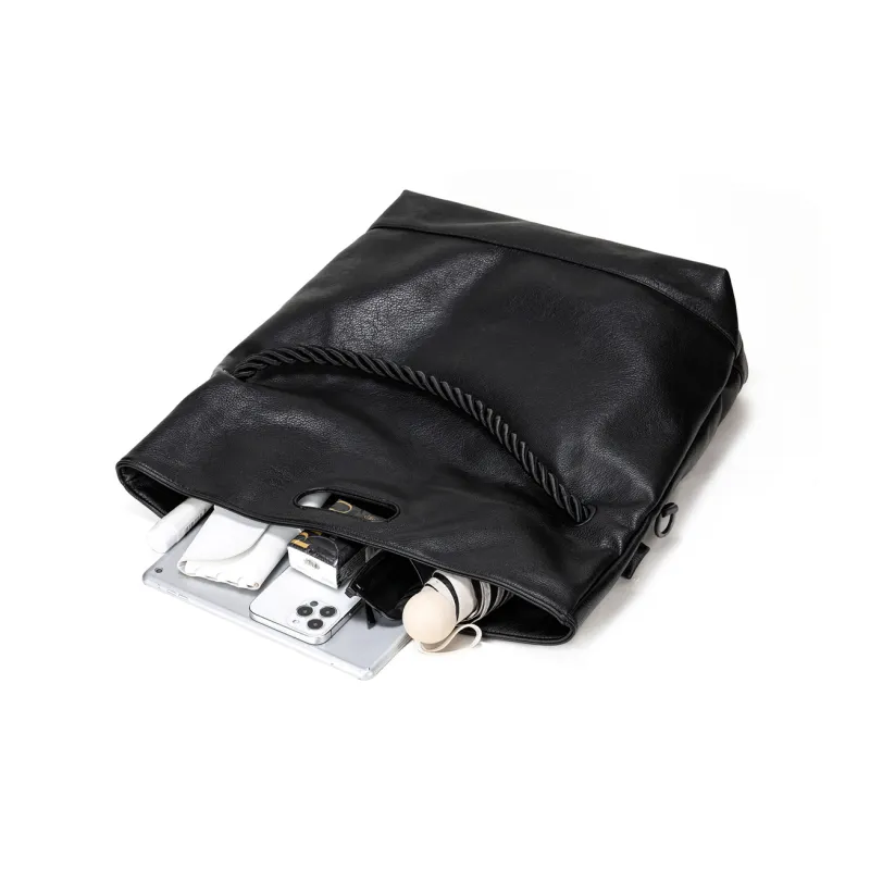 RUIGOR Fabric Tote Bag Shopping Bag Shoulder Bag Crossbody Bag Large Size Unisex Black-11