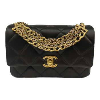 CHANEL Lambskin Flap Bag, Shoulder Bag, Crossbody Bag Women's Black