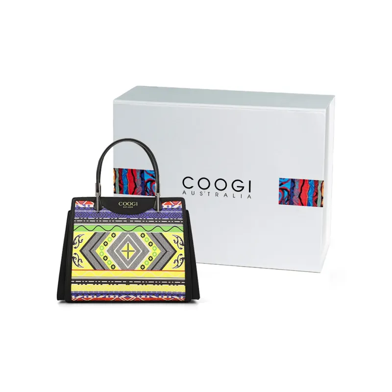 COOGI Cow Leather With Synthetic Leather Tote Bag, Crossbody Bag, Handbag Women's Black/Ecru-4