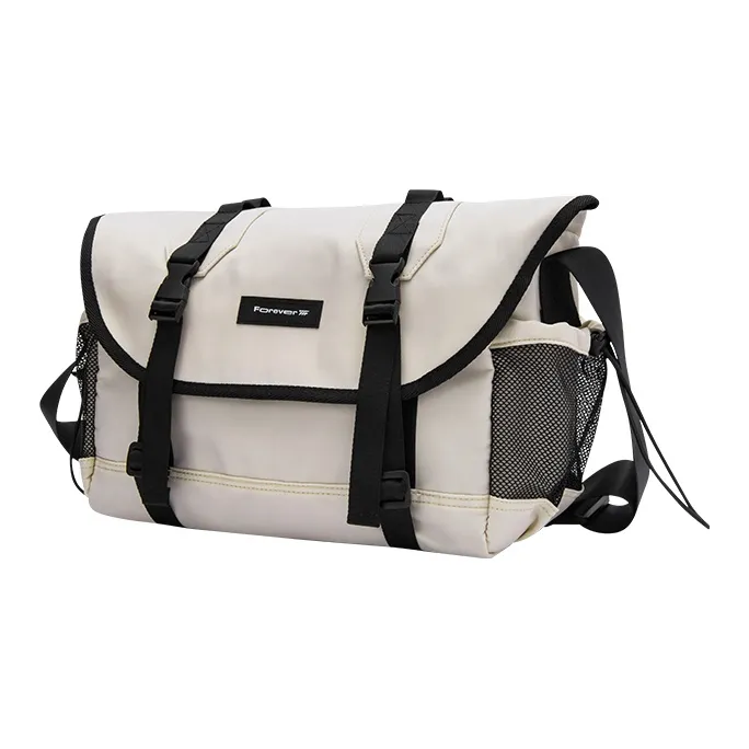 SEM/R Permanent Collaboration Nylon Messenger Bag, Shoulder Bag Unisex White Green Tone/Ecru/Black-1