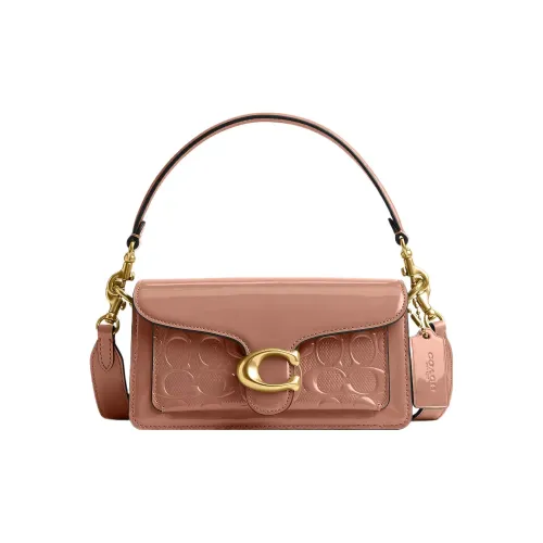 COACH Tabby Patent Leather Wine God Bag Handbag Shoulder Bag Small Size Women's Brass Patchwork Cappuccino