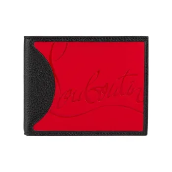 CL LUBOTING Calfskin Wallet Men's Black & Red