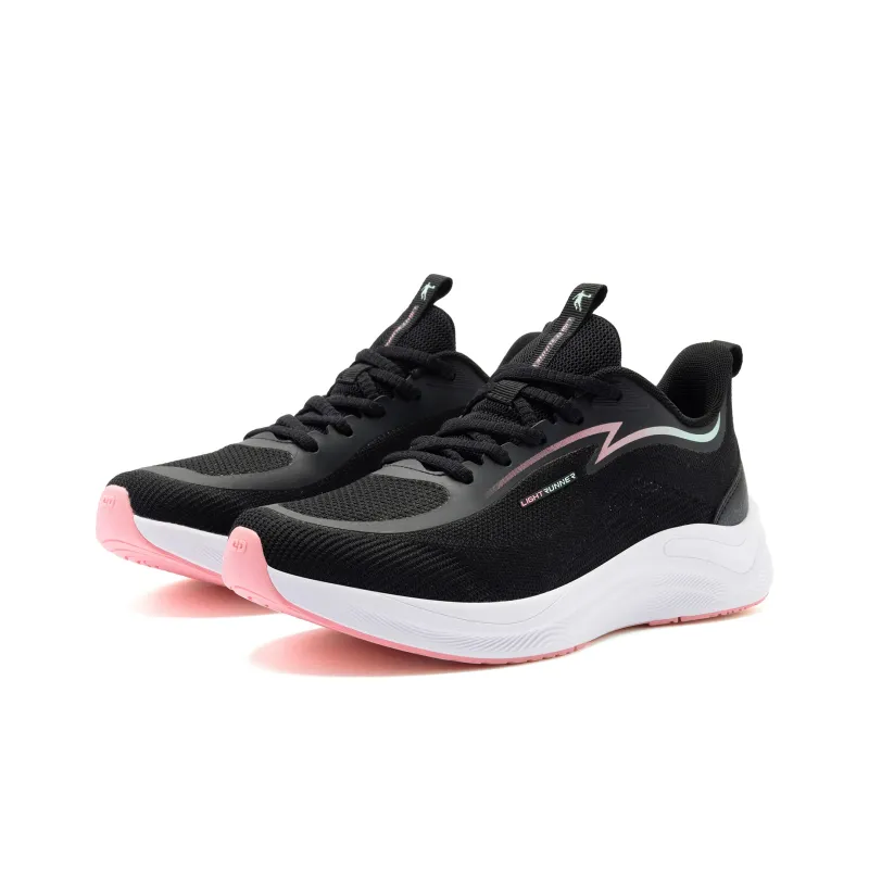 QIAODAN Cushioning, Wear Resistant Low Top Super Light Q COZY SOFT Sprint Running Shoes Women's Black Austin Pink-2