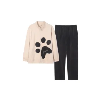 Sha Qian Pajama Set Autumn And Winter Season Men's Apricot