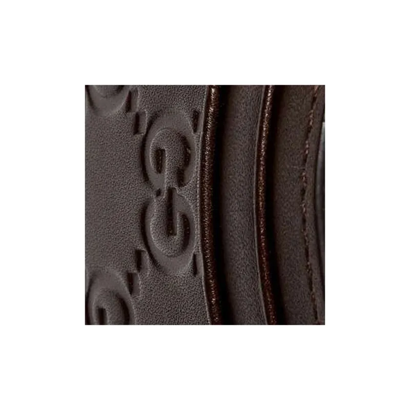 GUCCI Leather Card Holder Card Holder Unisex Brown-3