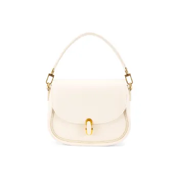 HONGU Split Cow Leather And Synthetic Leather Saddle Bags One Shoulder Handbags Regular Women's