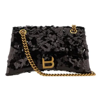 Balenciaga Crush Small Sequin Embellished Shoulder Bag