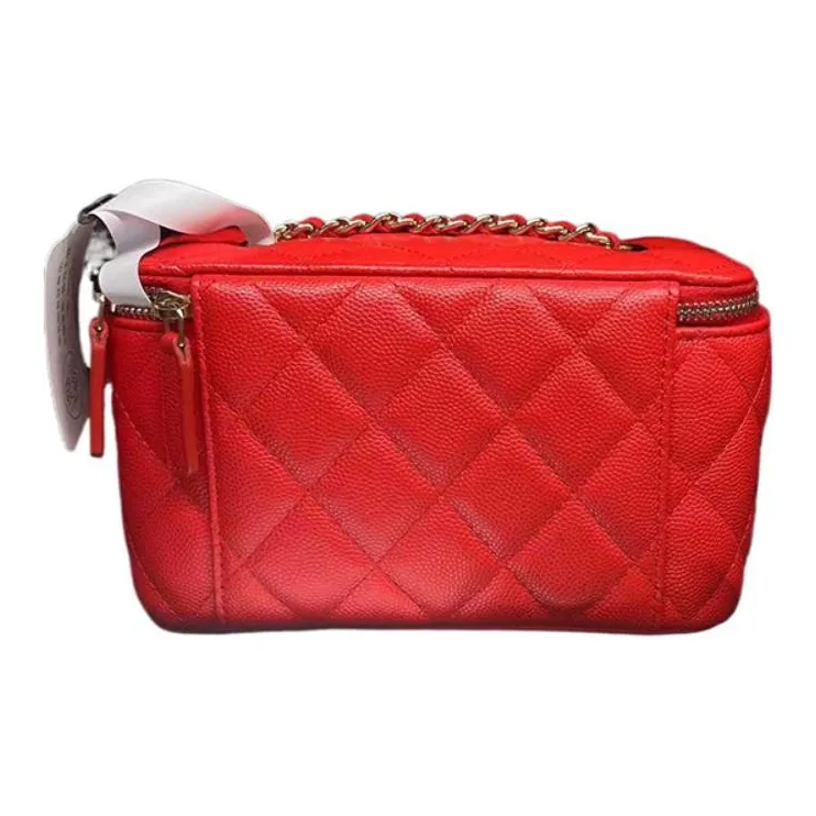 CHANEL Grain Embossed Calfskin Box Bag, Shoulder Bag, Crossbody Bag Women's Red-1