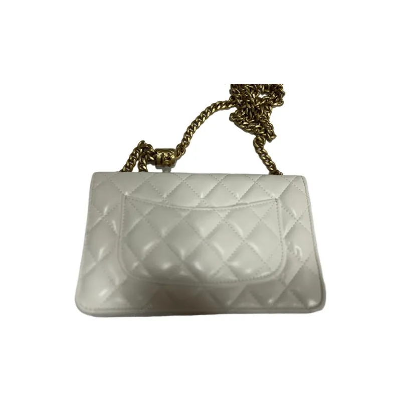 CHANEL WOC Small Gold Ball Sheepskin Shoulder Bag, Crossbody Bag Women's White-1