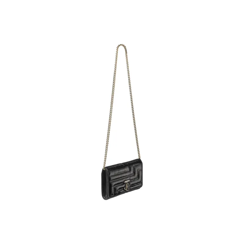 Jimmy Choo Avenue Leather Clutches Crossbody Bags Shoulder Bags Women's Black-2