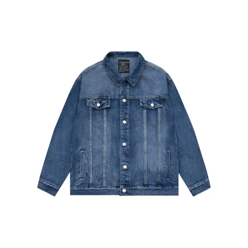 KIPONE Denim Jackets Unisex Denim Blue