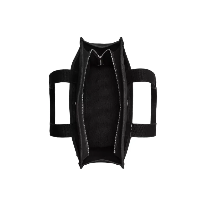 COACH Cargo Satin Canvas With Leather Tote Bag, Shopping Bag, Canvas Bag, Shoulder Bag, Handbag Tubas Women's Black-3