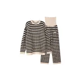 Women's Black and Apricot Stripes Abdominal Heating Belt