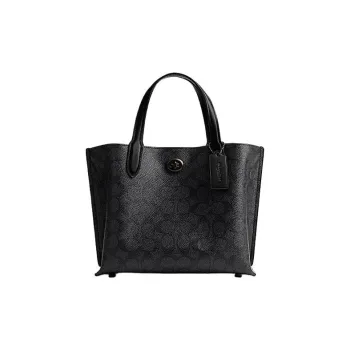 COACH Willow PVC With Textile Tote Bag Shopping Bag Handbags Medium Size Women's Black