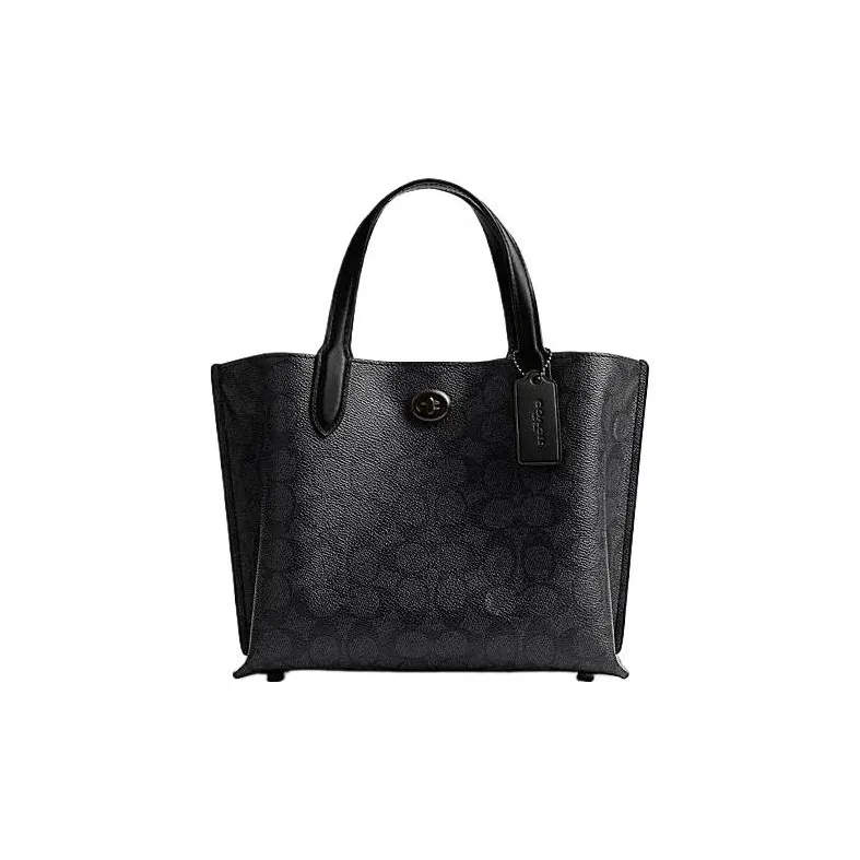 COACH Willow PVC With Textile Tote Bag Shopping Bag Handbags Medium Size Women's Black-0