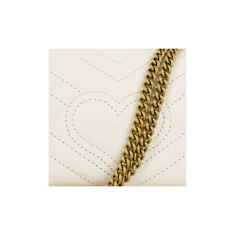 GUCCI GG Marmont Leather Crossbody Bag, Shoulder Bag Extra Mini Women's White-4