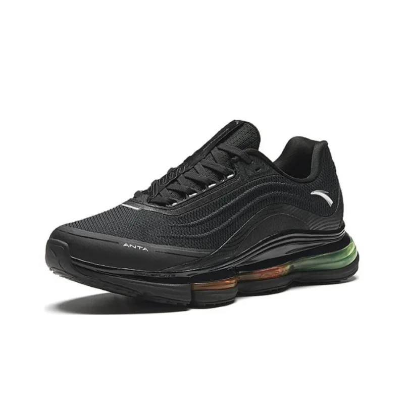 Anta Running Collection Cushioning Wear Resistant Low Top Running Shoes Men's Black Green-1