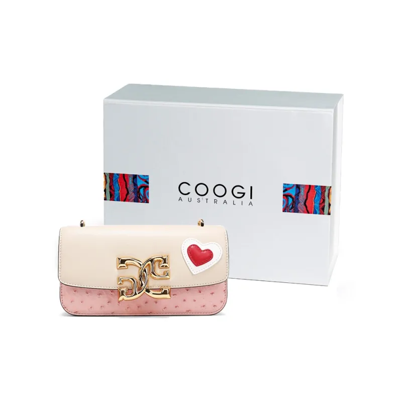COOGI Cow Leather Small Square Bag Shoulder Bag Crossbody Bag Medium Size Women's Pink-6