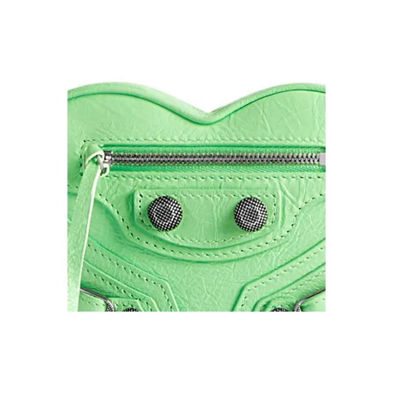 Balenciaga Le Cagole Lambskin Biker Bag Heart-Shaped Bag Crossbody Bag Shoulder Bag Mini Women's Green-4