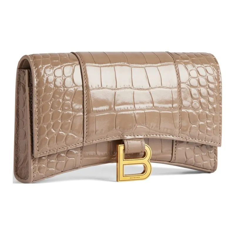 Balenciaga Hourglass Calfskin Wallet Women's Light Brown-1