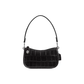COACH Swinger Cow Leather Handbag Shoulder Bag Small Size Women's Black