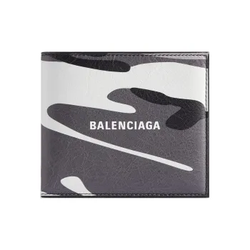 Balenciaga Sheepskin Coin Purses Wallets Men's Gray & White