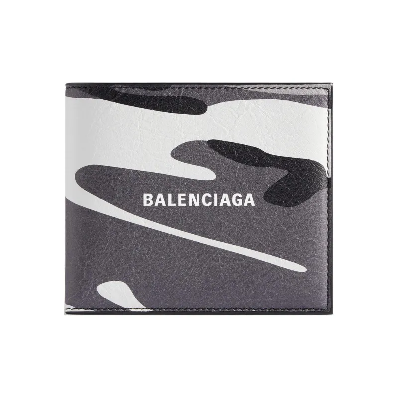 Balenciaga Sheepskin Coin Purses Wallets Men's Gray & White-0
