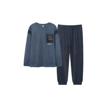 Sha Qian Pajama Set Men's Gray Blue