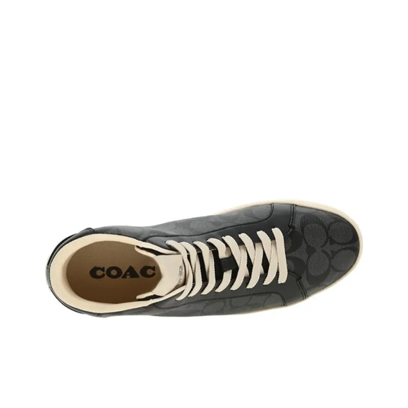 COACH Clip Stylish Skateboarding Shoes Men's Black-2