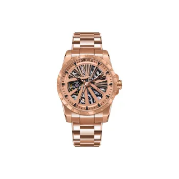 OBLVLO Automatic Mechanical Movement Watch Unisex Gold Dial