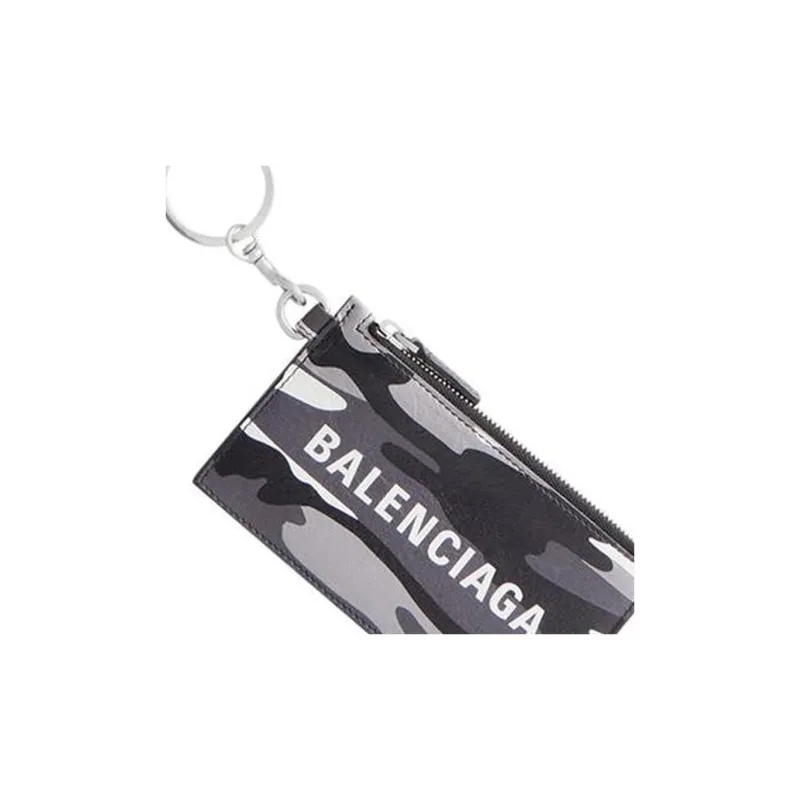 Balenciaga Sheepskin Key Ring Clip Men's Gray & White-2