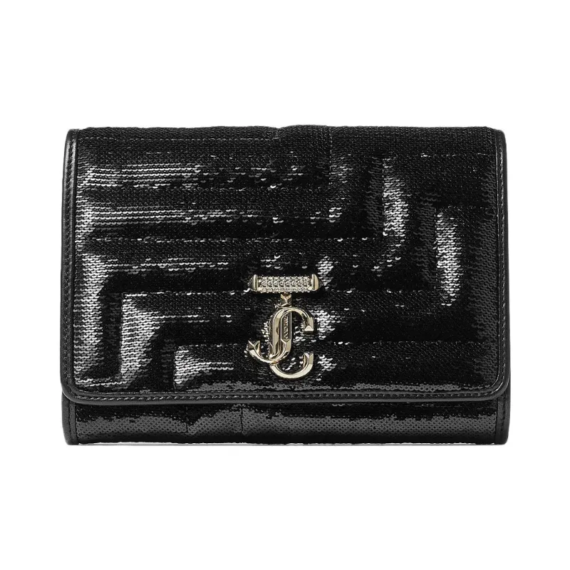 Jimmy Choo Avenue Leather Clutches Crossbody Bags Shoulder Bags Women's Black-0