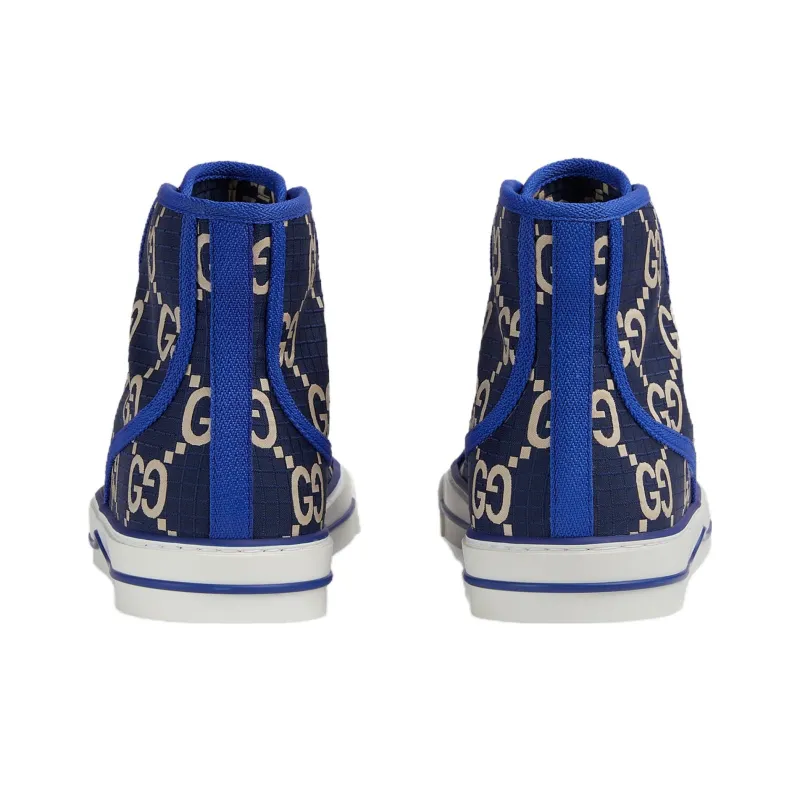 GUCCI Tennis 1977 High Top Skateboard Shoes Men's Blue-3