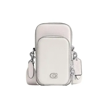 COACH Canvas With Leather Cell Phone Pouch, Shoulder Bag, Crossbody Bag Mini Women's Chalk