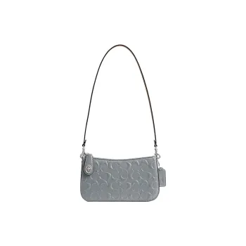 COACH Penn Cow Leather Shoulder Bag Handbag Shoulder Bag Small Size Women's Gray Blue