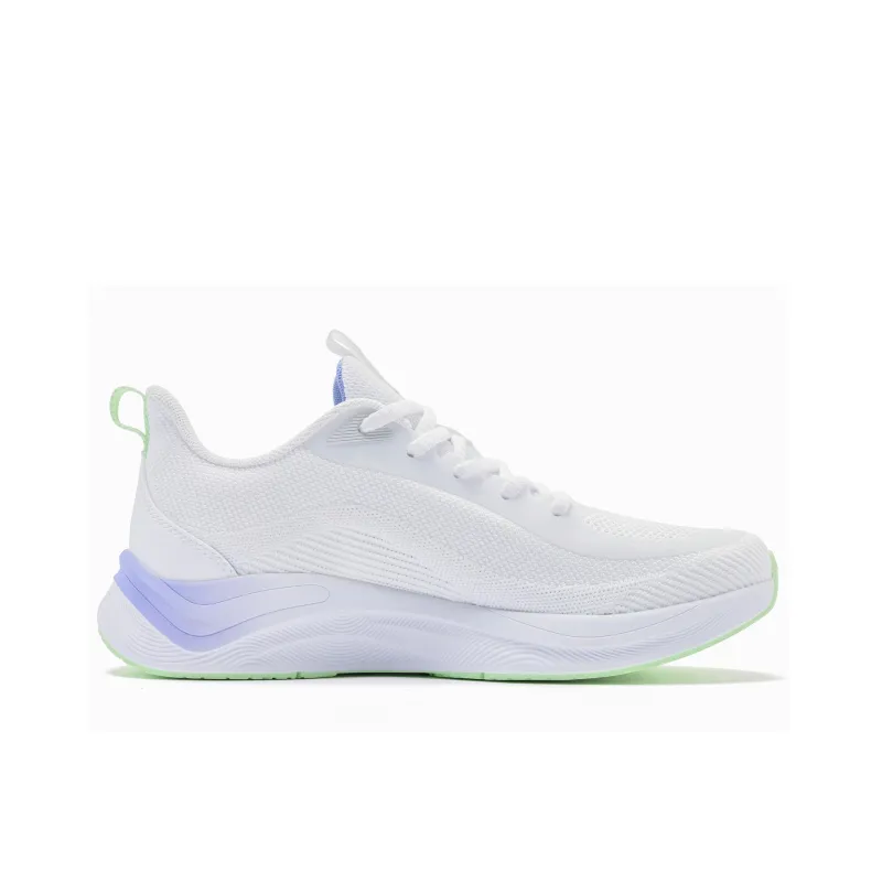 QIAODAN Anti Slip Wear Resistant Low Top Super Light Q COZY SOFT Sprint Running Shoes Women's White Crane Cyan-1