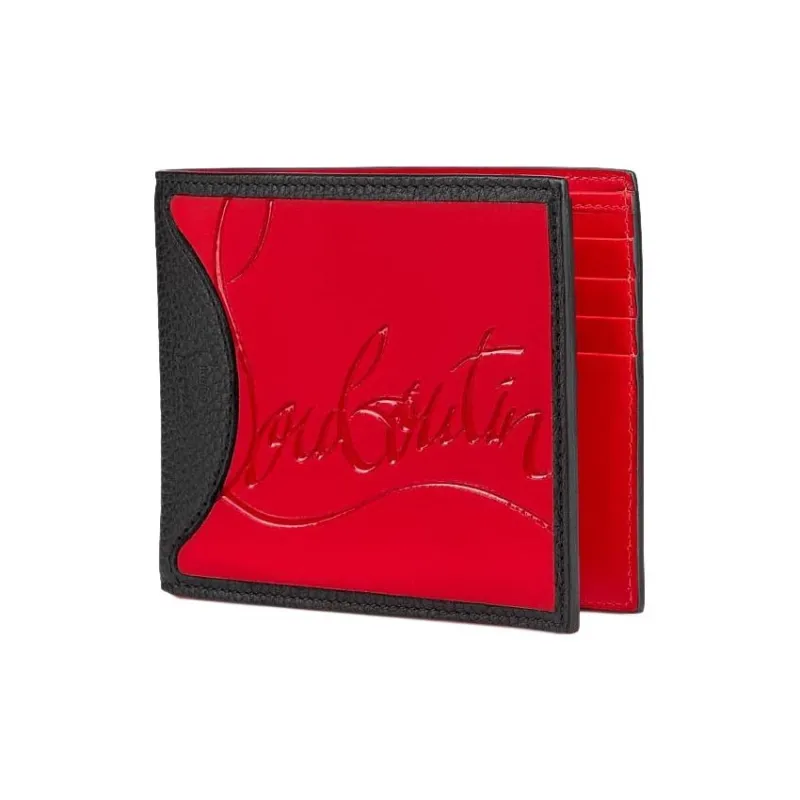 CL LUBOTING Calfskin Wallet Men's Black & Red-1