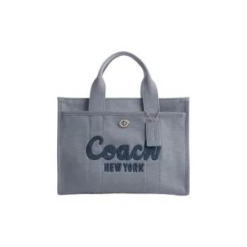 COACH Cargo Fabric Tote Canvas Bag, Shopping Bag, Shoulder Bag, Crossbody Bag, Handbag Tubas Women's Gray Blue